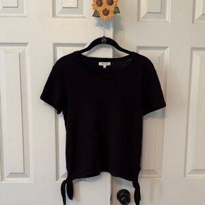 Madewell Black Short Sleeve Tee with Tie Detail